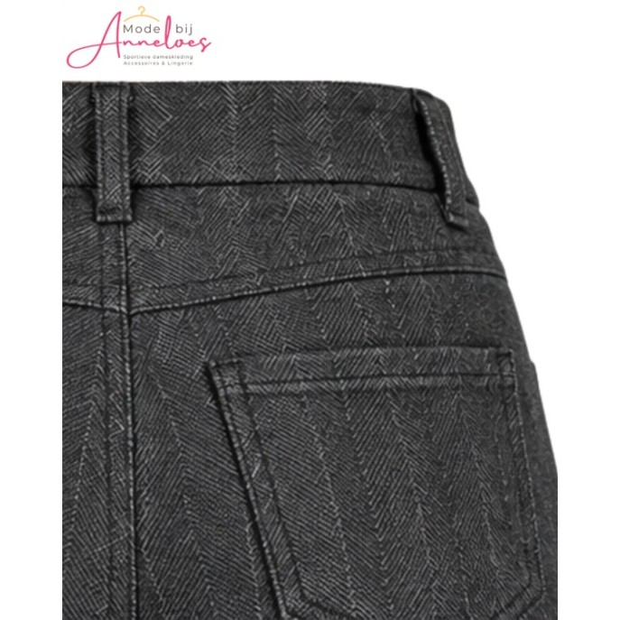 Leona Broek Lucia 1605 Flared Zwart grijs printje